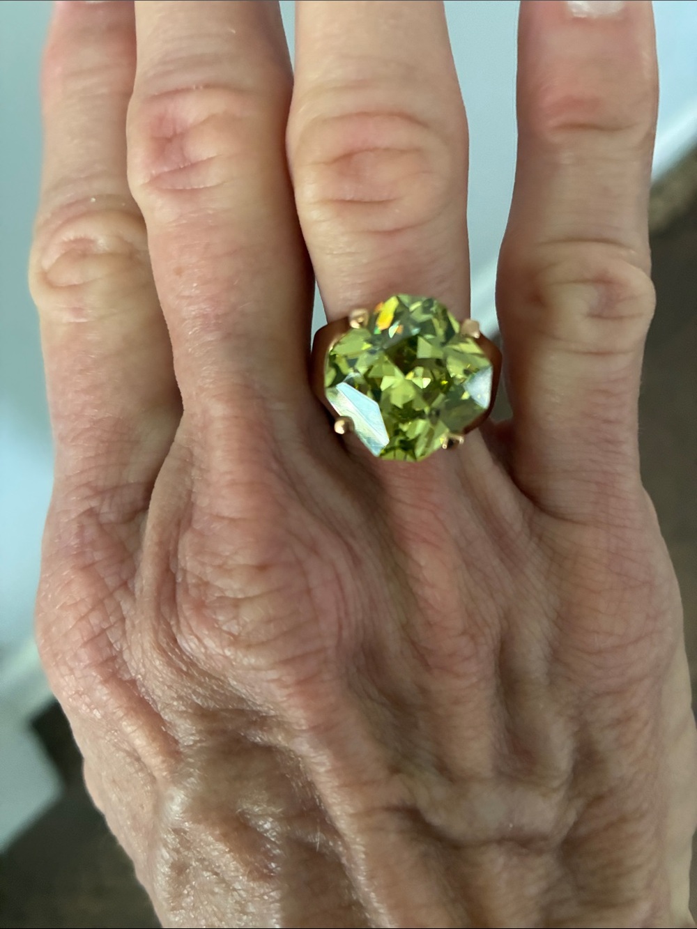 Park Lane ‘LimeLight’ Green Crystal Solitaire Ring